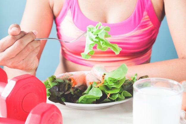 female fitness eating fresh salad milk healthy lifestyle concept 1428 629